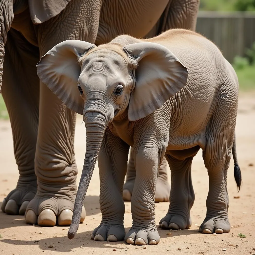 Newborn African Bush Elephant Calf