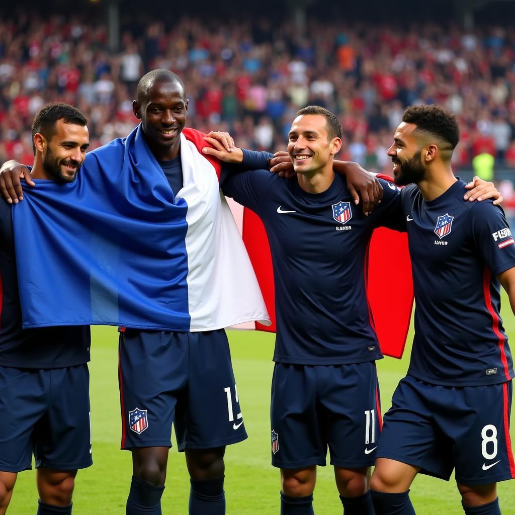 N'Golo Kanté celebrates with the French National Team