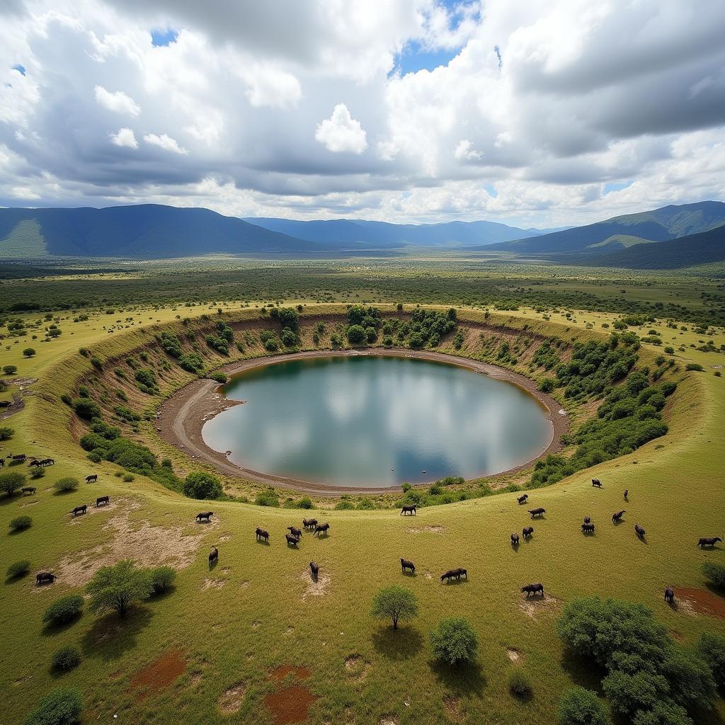 Aerial view of Ngorongoro Crater, Tanzania