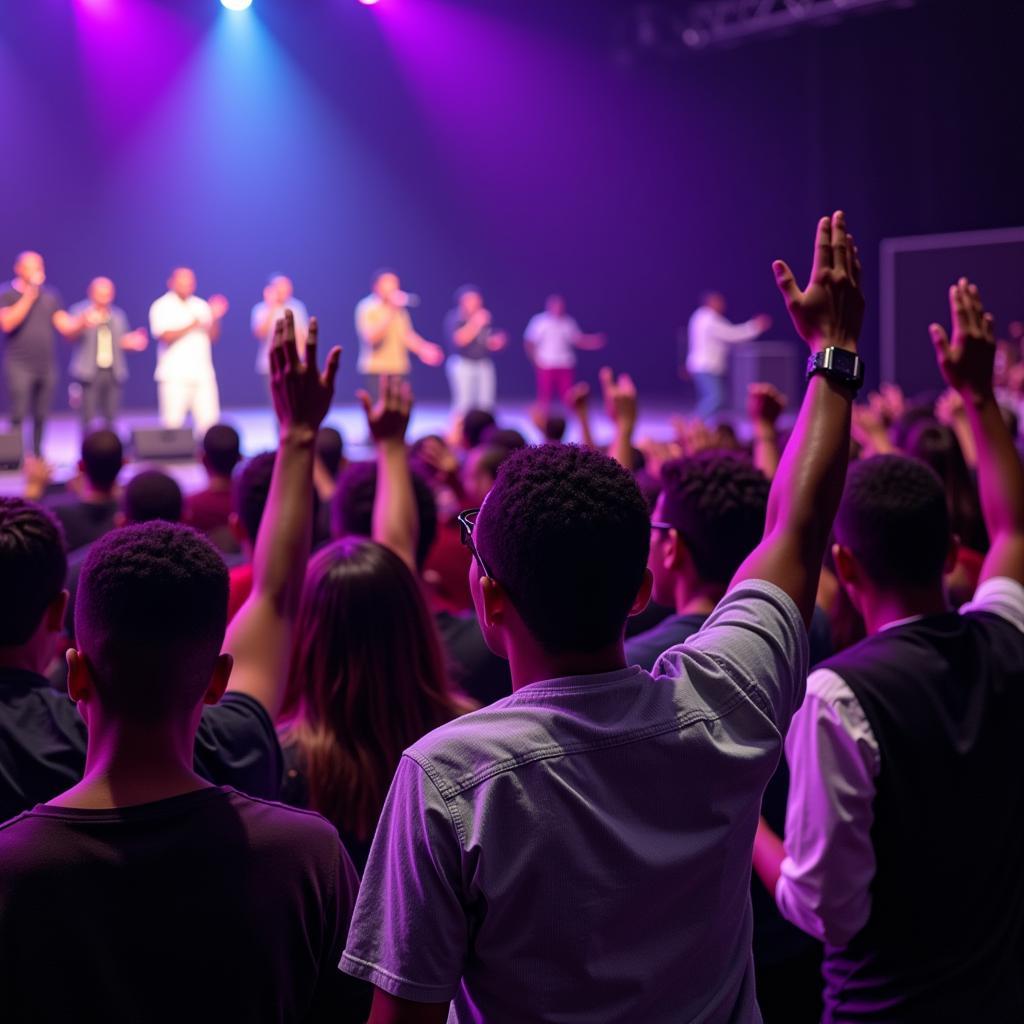 Young audience enjoying a Nigerian gospel concert