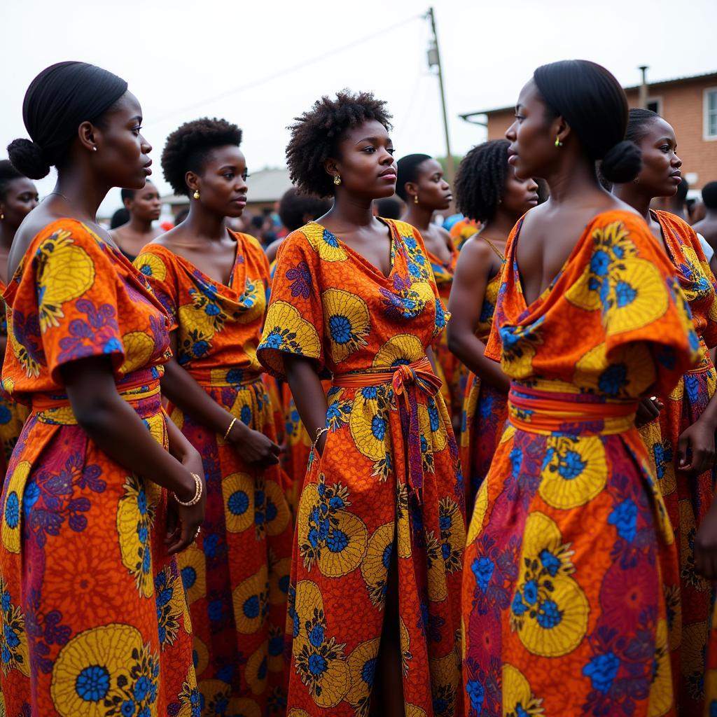 Nigerian women in Iro and Buba at a traditional ceremony