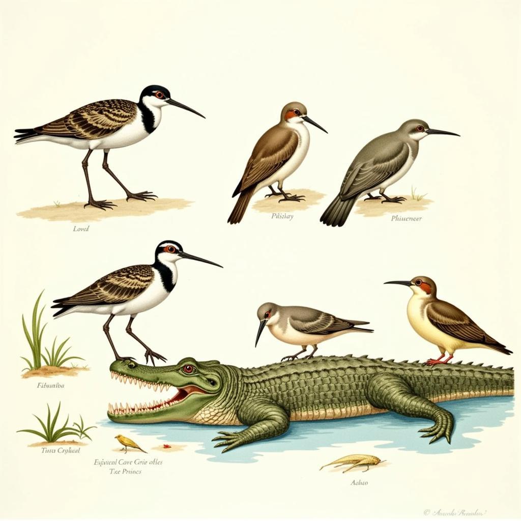 Nile Crocodile and Plover Symbiotic Partnership in African Ecosystem