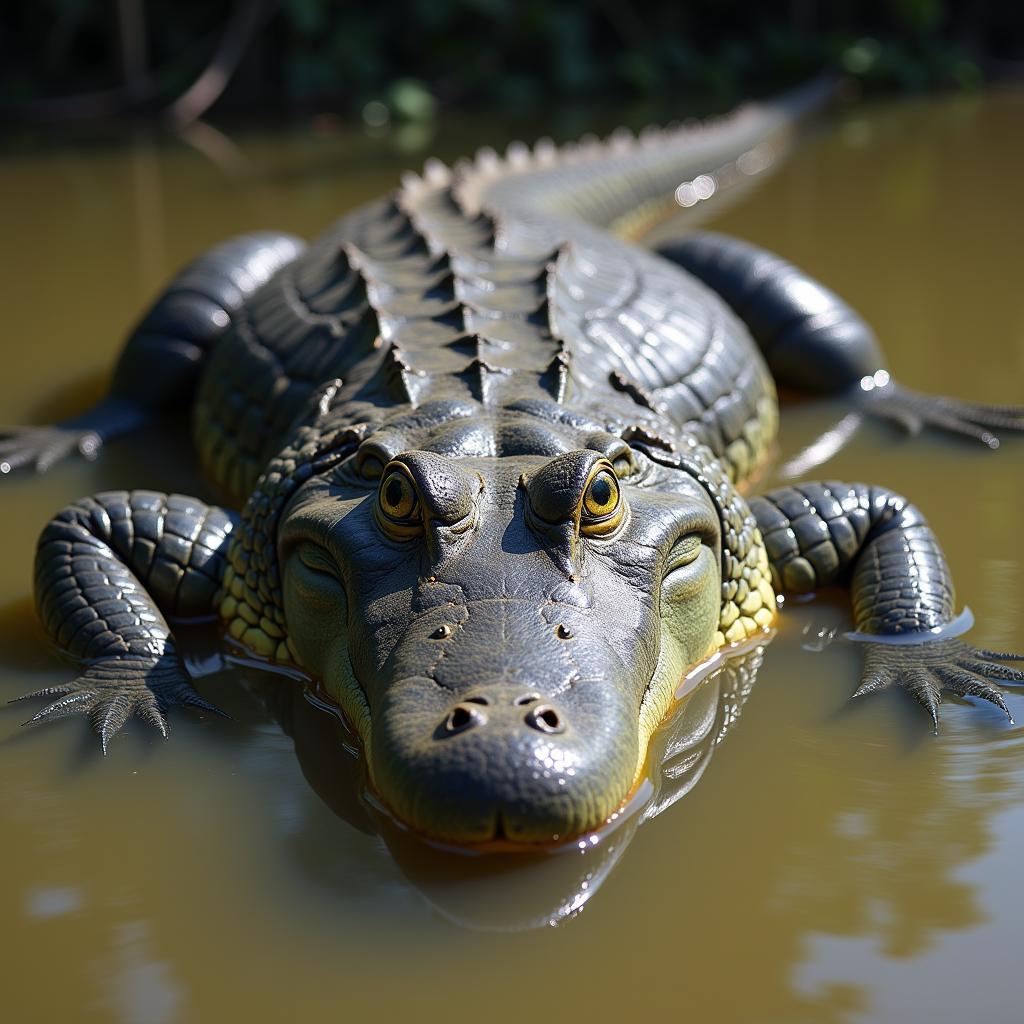 nile-crocodile-hunting-in-murky-water