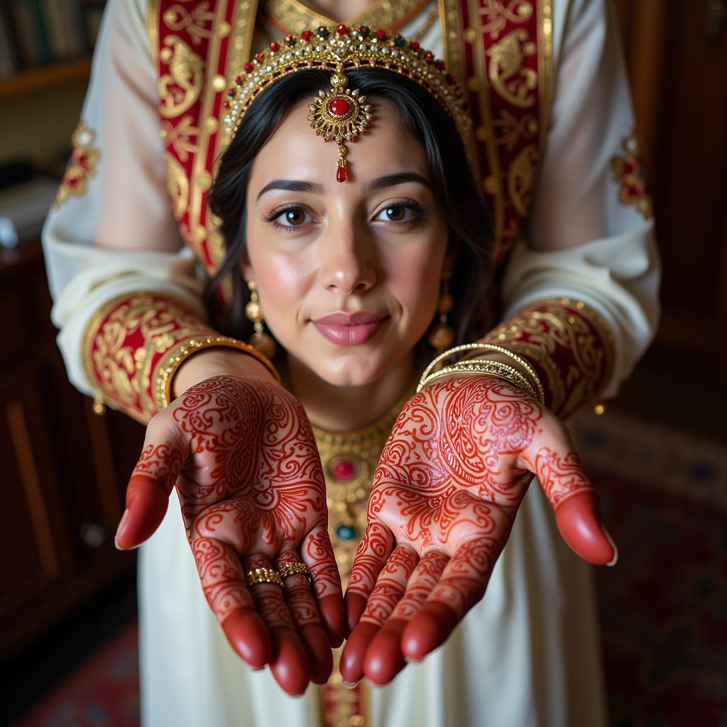 North African bride with intricate henna designs