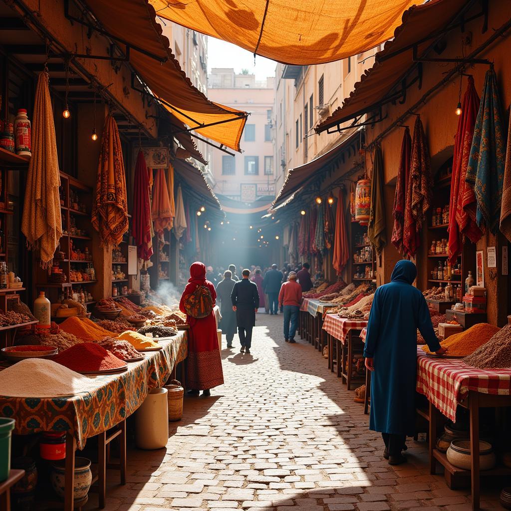 Bustling Marketplace in North Africa