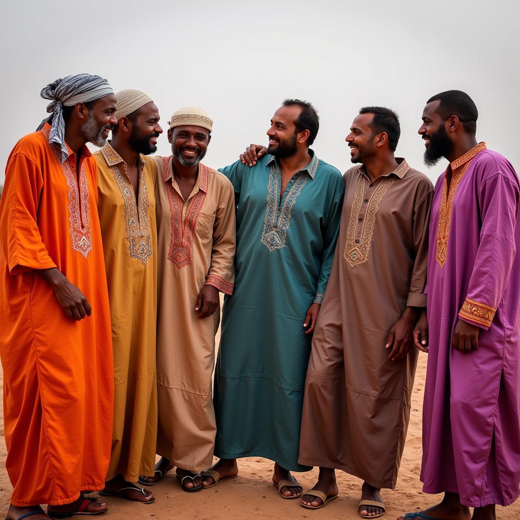 Men in North Africa wearing djellaba