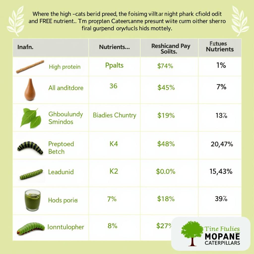 Nutritional Chart of Mopane Caterpillar