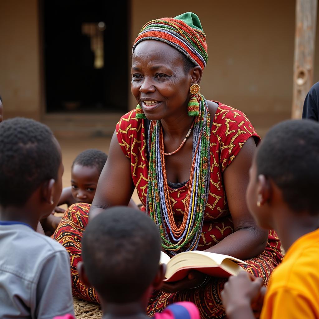 Old African Woman Storytelling