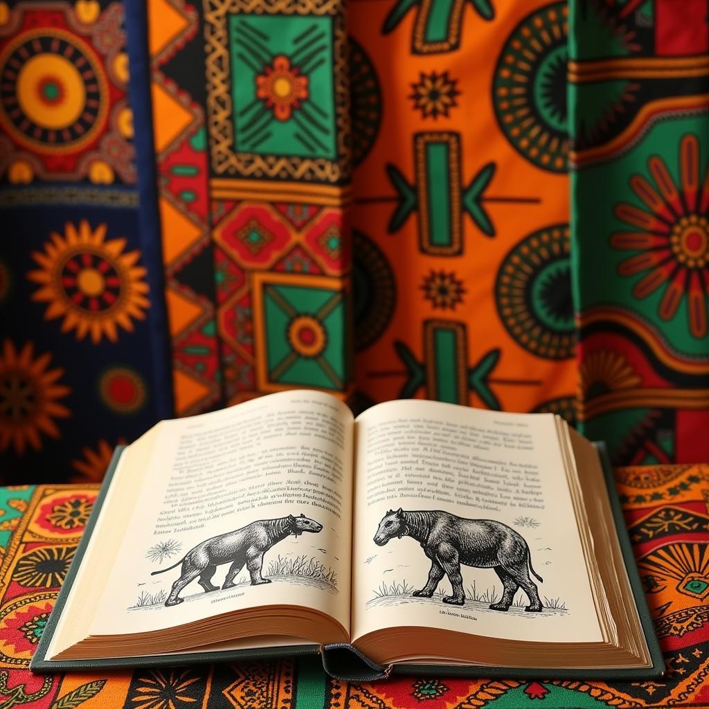 Open book with African symbols