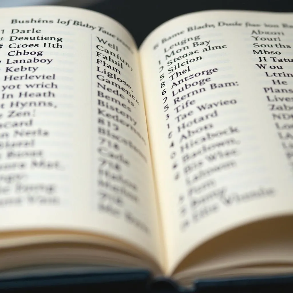 Open book with baby names highlighted