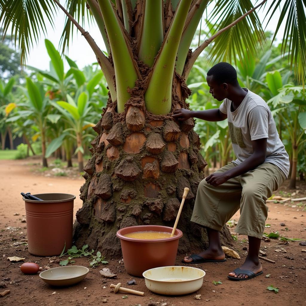 Palm wine tapping in Ghana