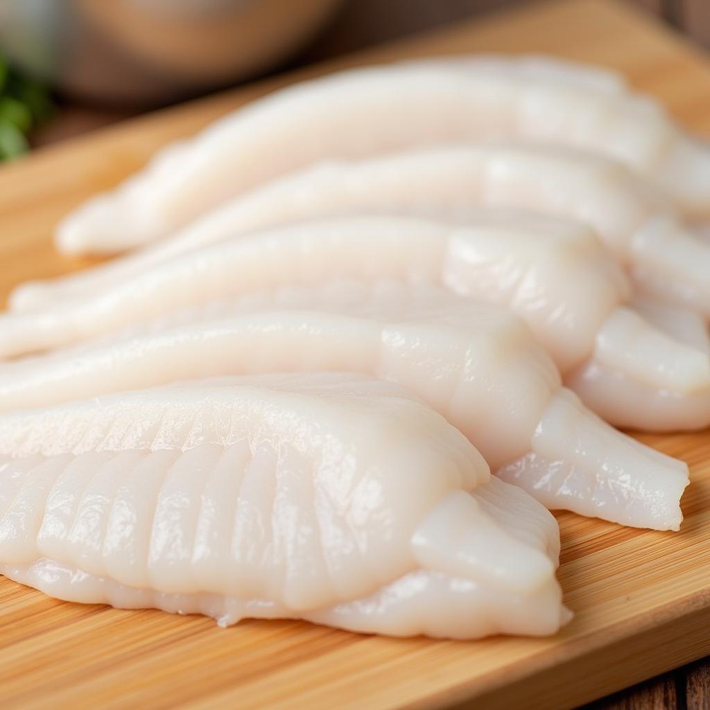 Pangasius fish fillets prepared for cooking