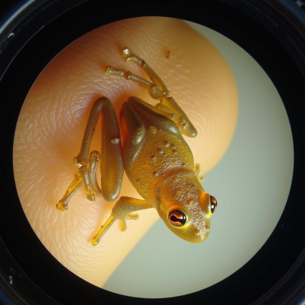 Microscopic View of Chilodonella Parasite on African Clawed Frog Skin