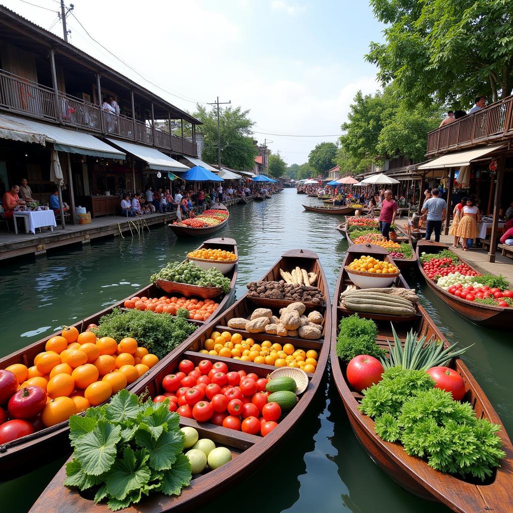 The bustling Pattaya Floating Market