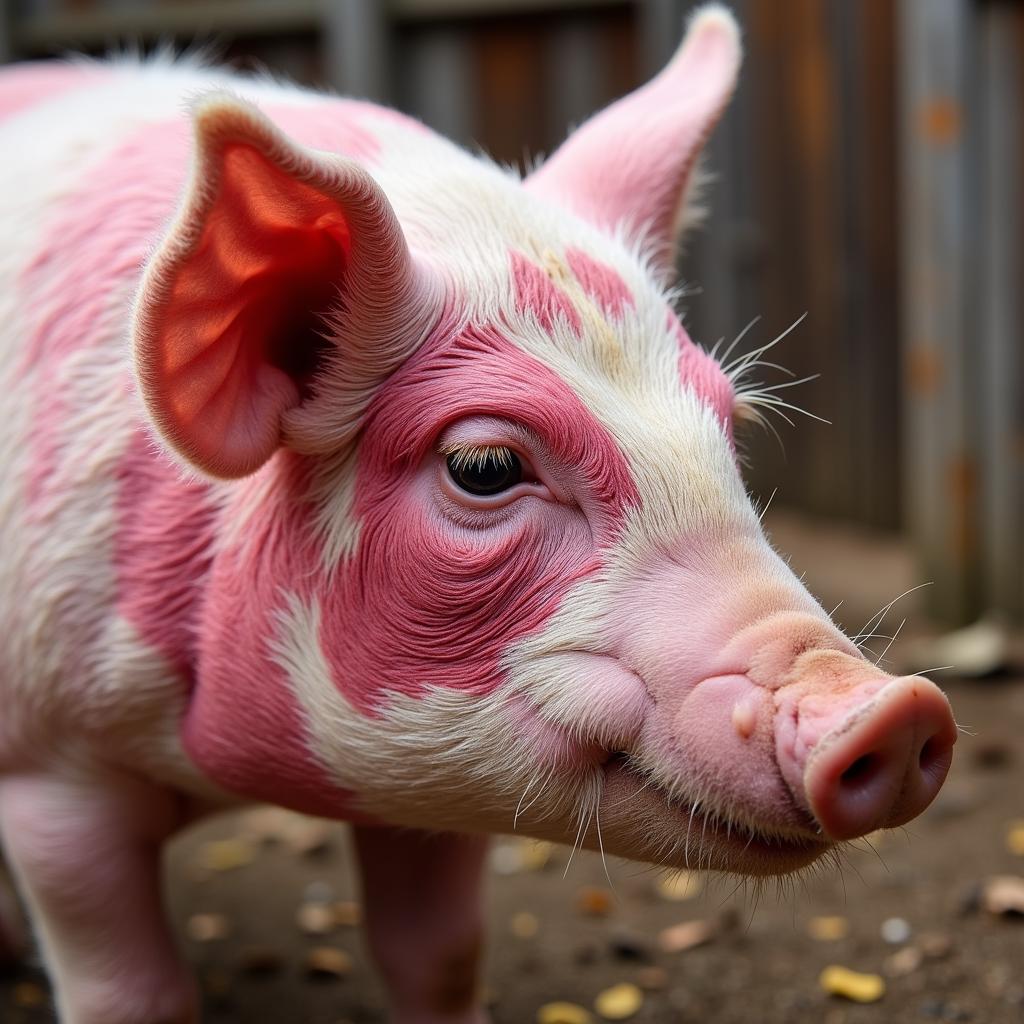 Pig with Skin Discoloration from African Swine Fever