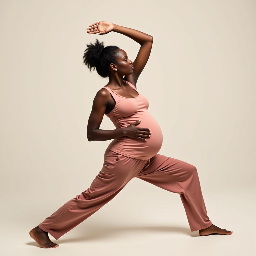 Pregnant African Woman Practicing Yoga