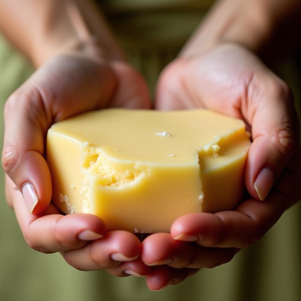 Woman Holding Raw African Shea Butter