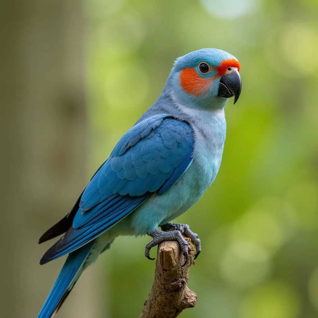 Red-cheeked Cordon-bleu perched on a branch