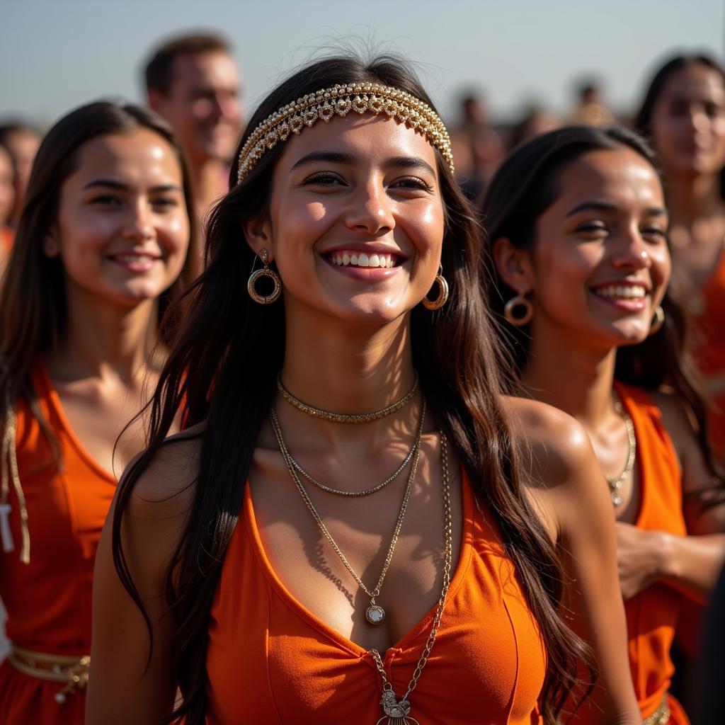 A Group of Girls Smiling during Reed Dance