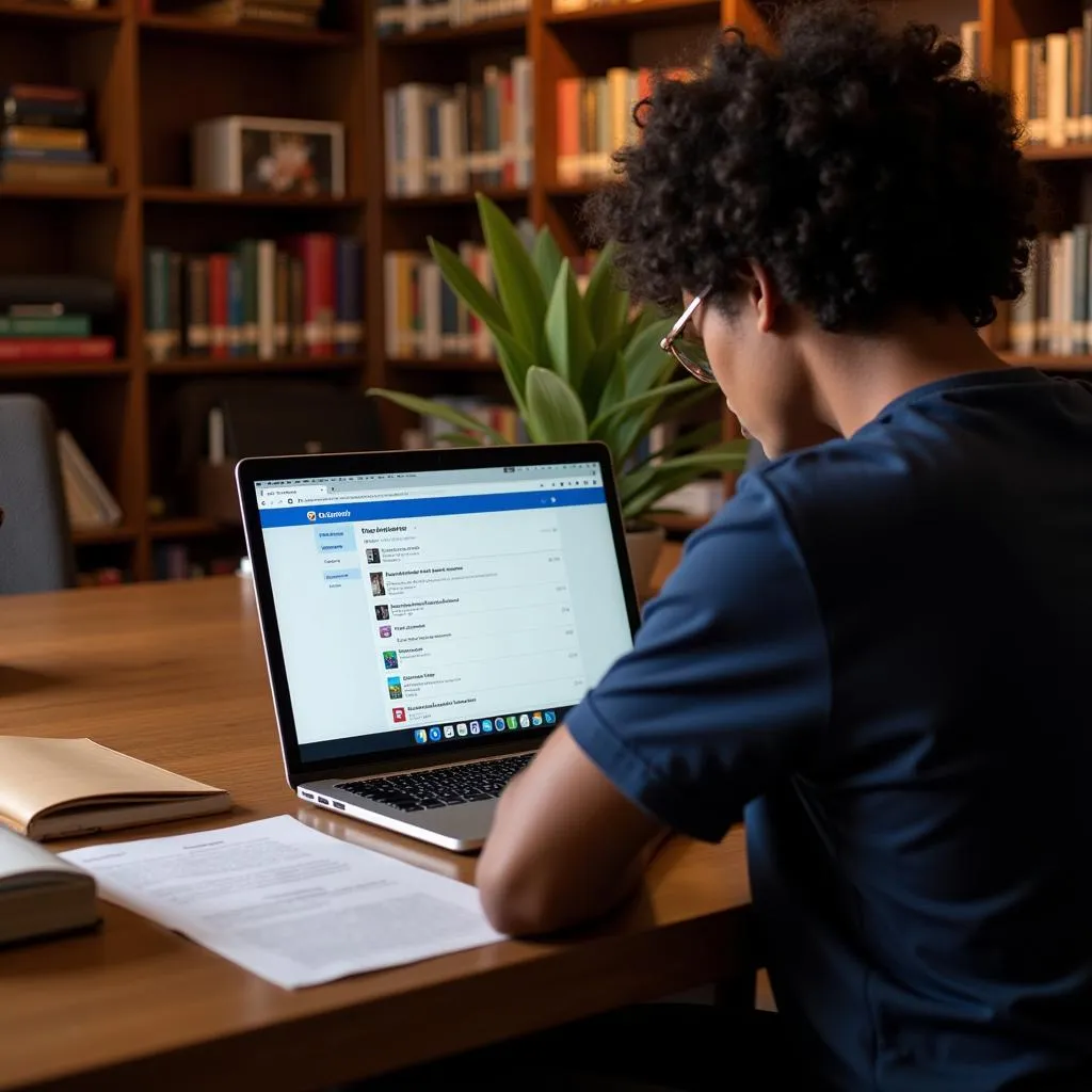 Researcher Using Zoominfo on Laptop to Access African Journals