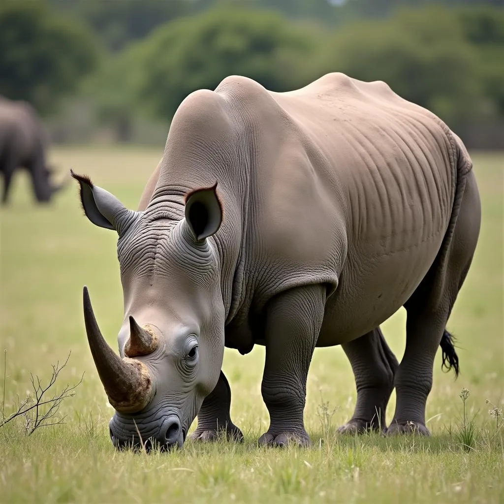 African Rhino in its Habitat