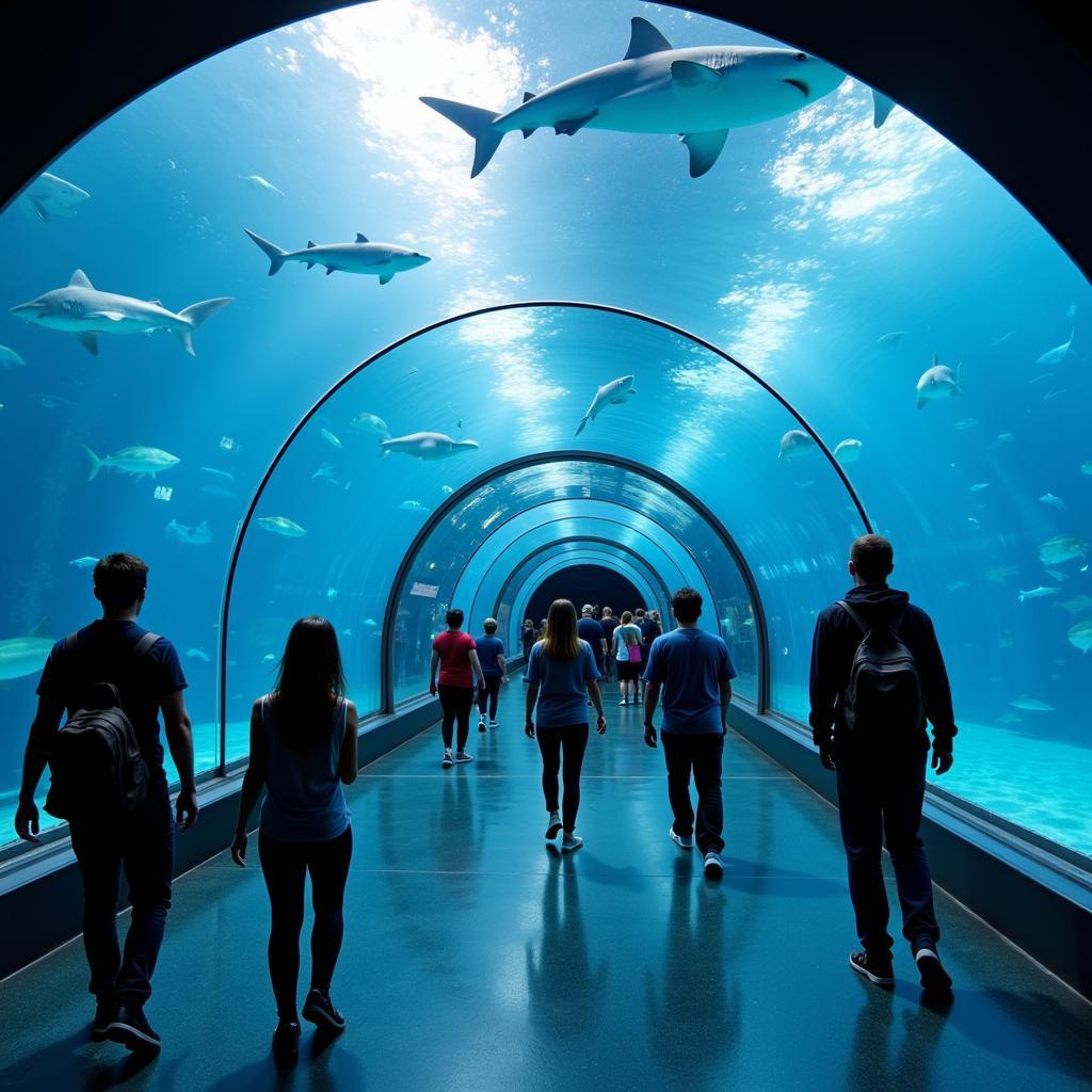 Walking Through a Glass Tunnel at Ripley's Aquarium