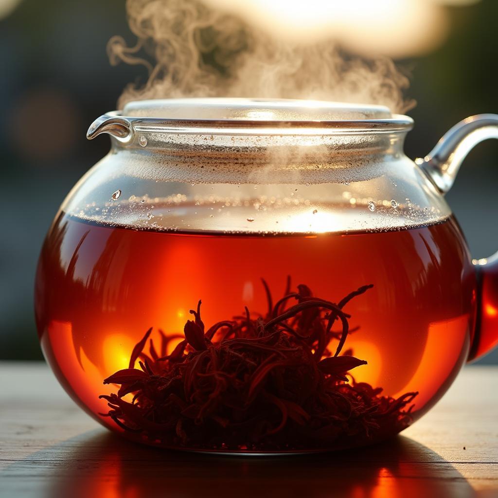 Steeping a cup of rooibos tea