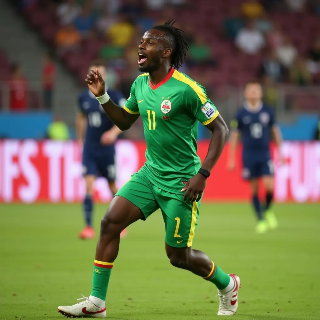 Sadio Mané celebrating a goal for Senegal