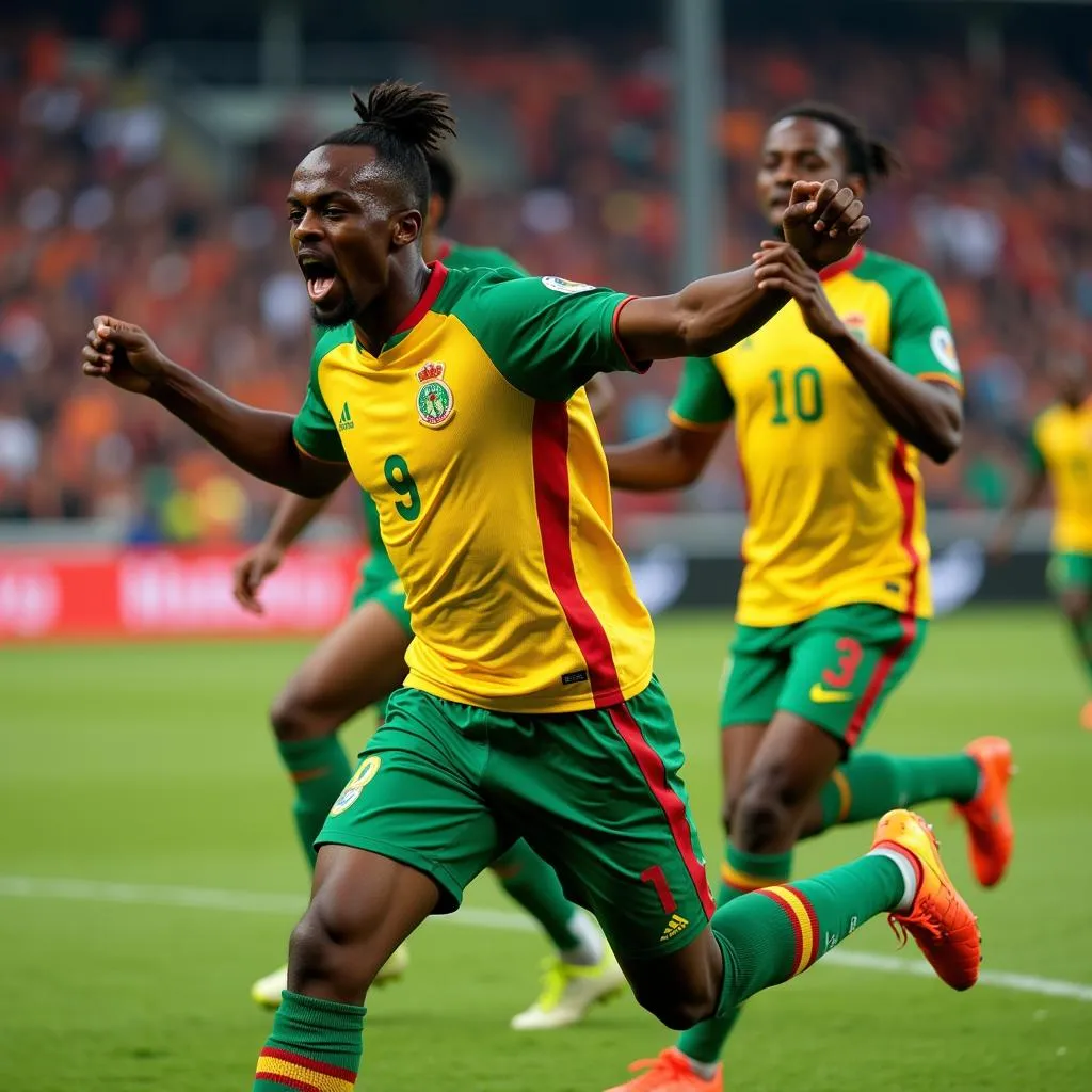 Sadio Mané celebrates a victory with Senegal national team