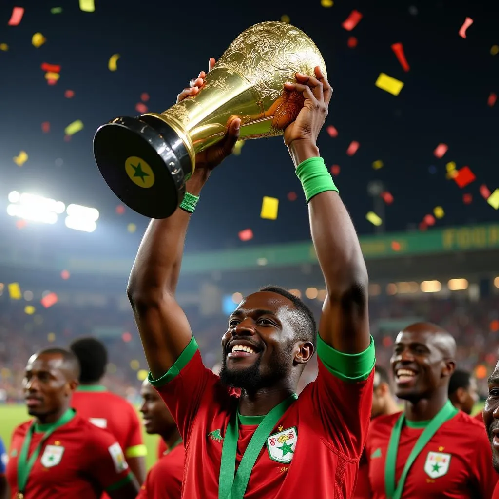 Sadio Mané lifts the AFCON trophy for Senegal