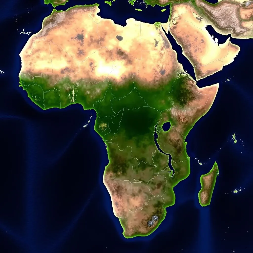 Satellite Image of Africa Showing Deforestation and Reforestation Efforts