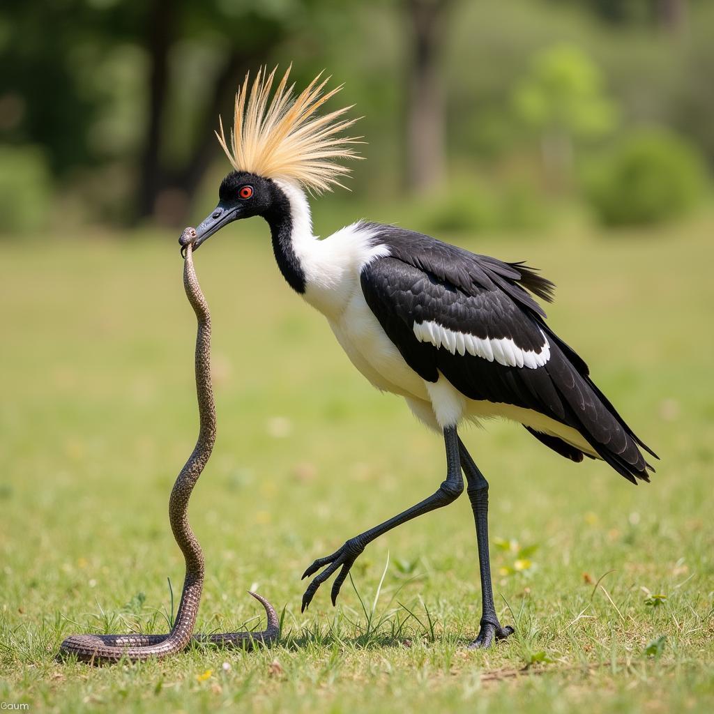 Secretary Bird Hunting Snake