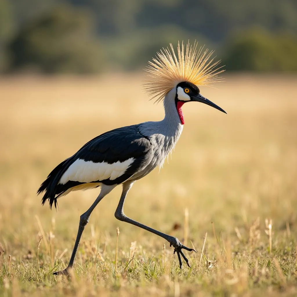 Secretary Bird in Grassland