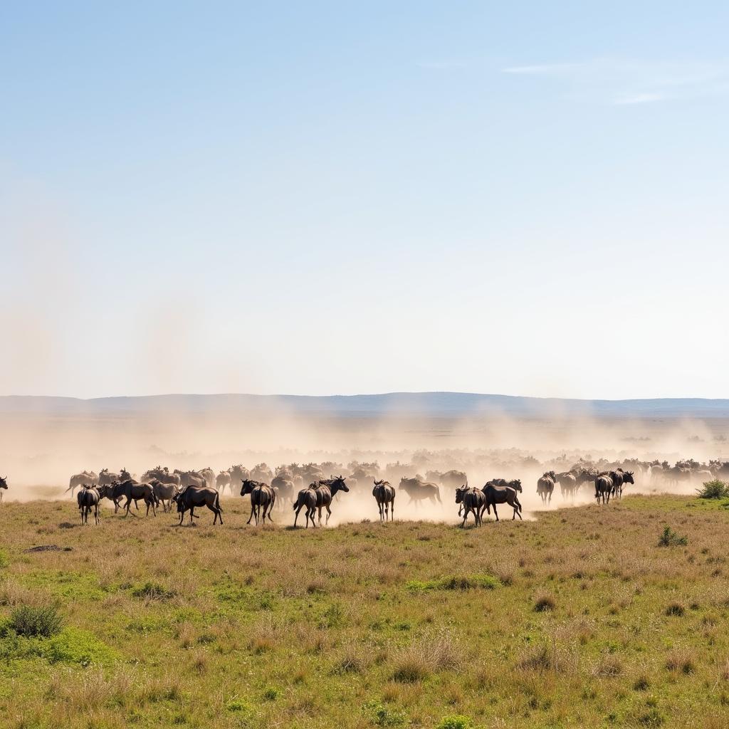 Wildebeest Migration Across Serengeti Plains