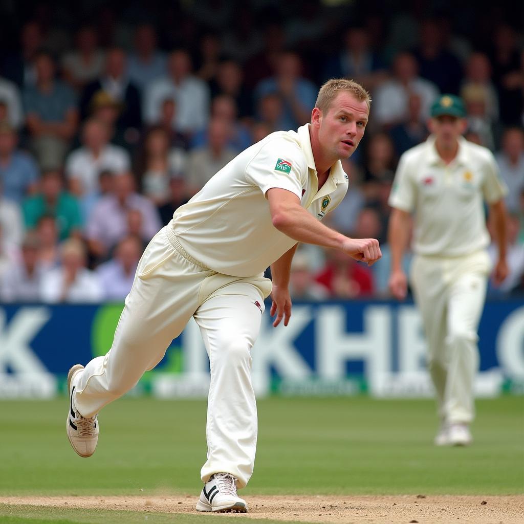 Shaun Pollock in action during a match in 2000