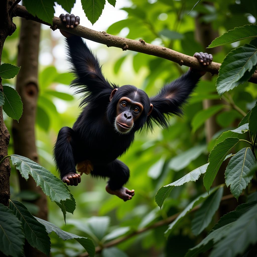 Chimpanzee in Tiwai Island Wildlife Sanctuary