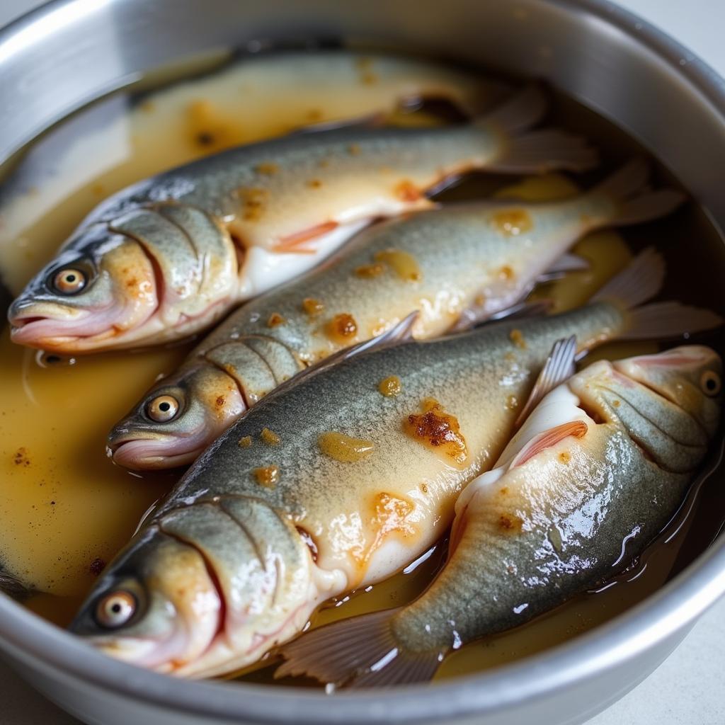 Soaking Dried Fish in Preparation for Cooking