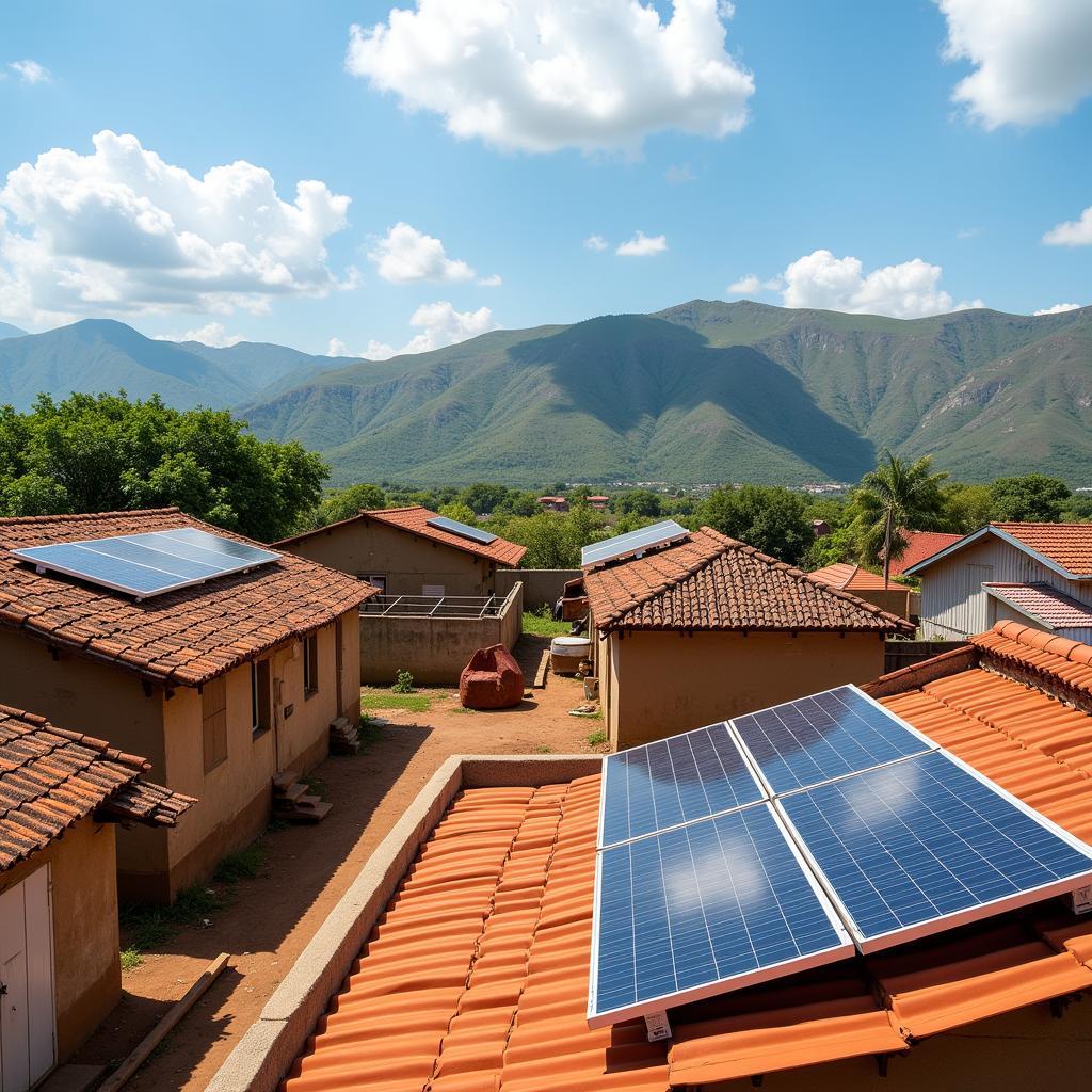 Solar Panels Installed in a Rural African Village