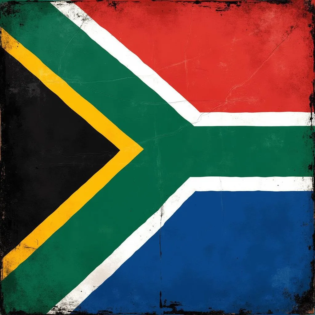 South African flag waving in the wind