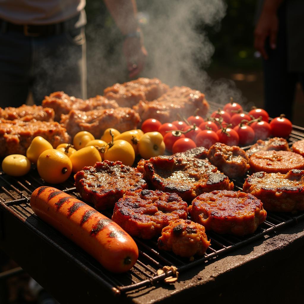 A South African braai with an assortment of grilled meats