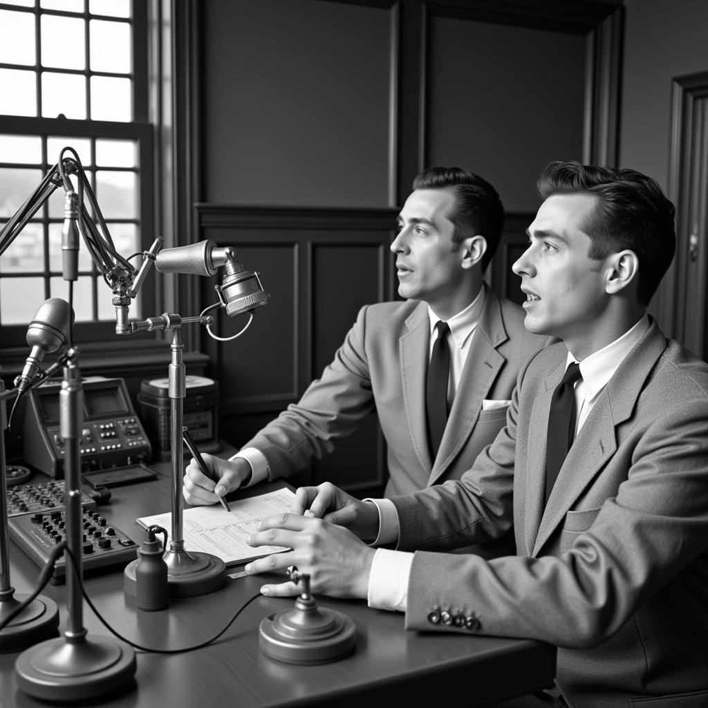 South African Commentators in the Radio Booth