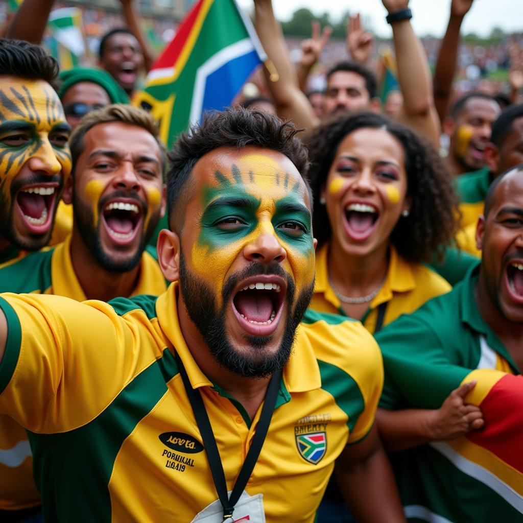 South African Cricket Fans Celebrating