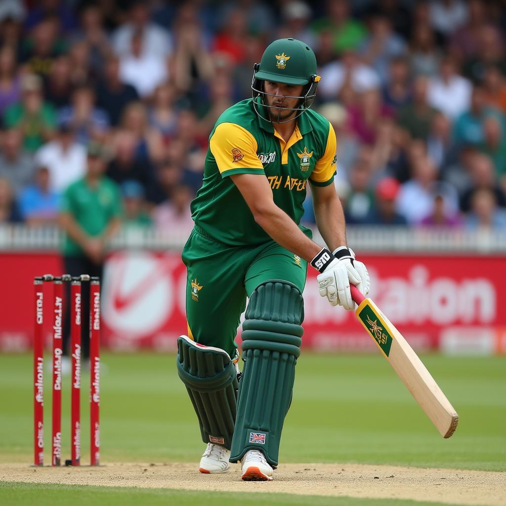 South African Cricket Player in Action