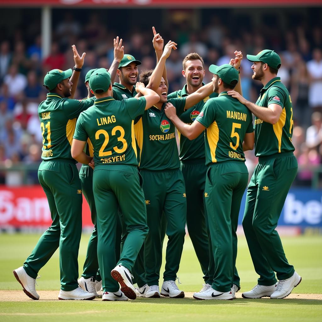 South African Cricket Team Celebrating a Victory