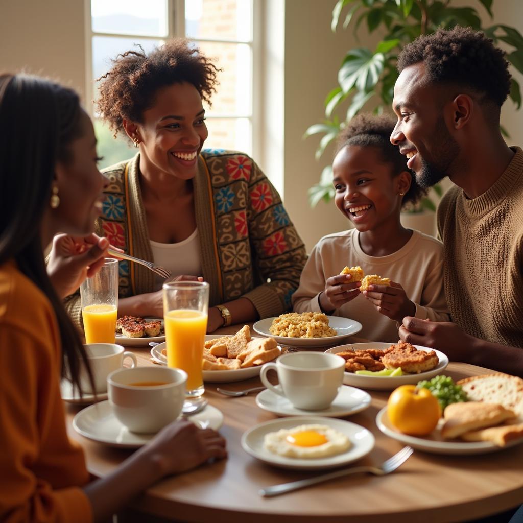 Family Having Breakfast in South Africa