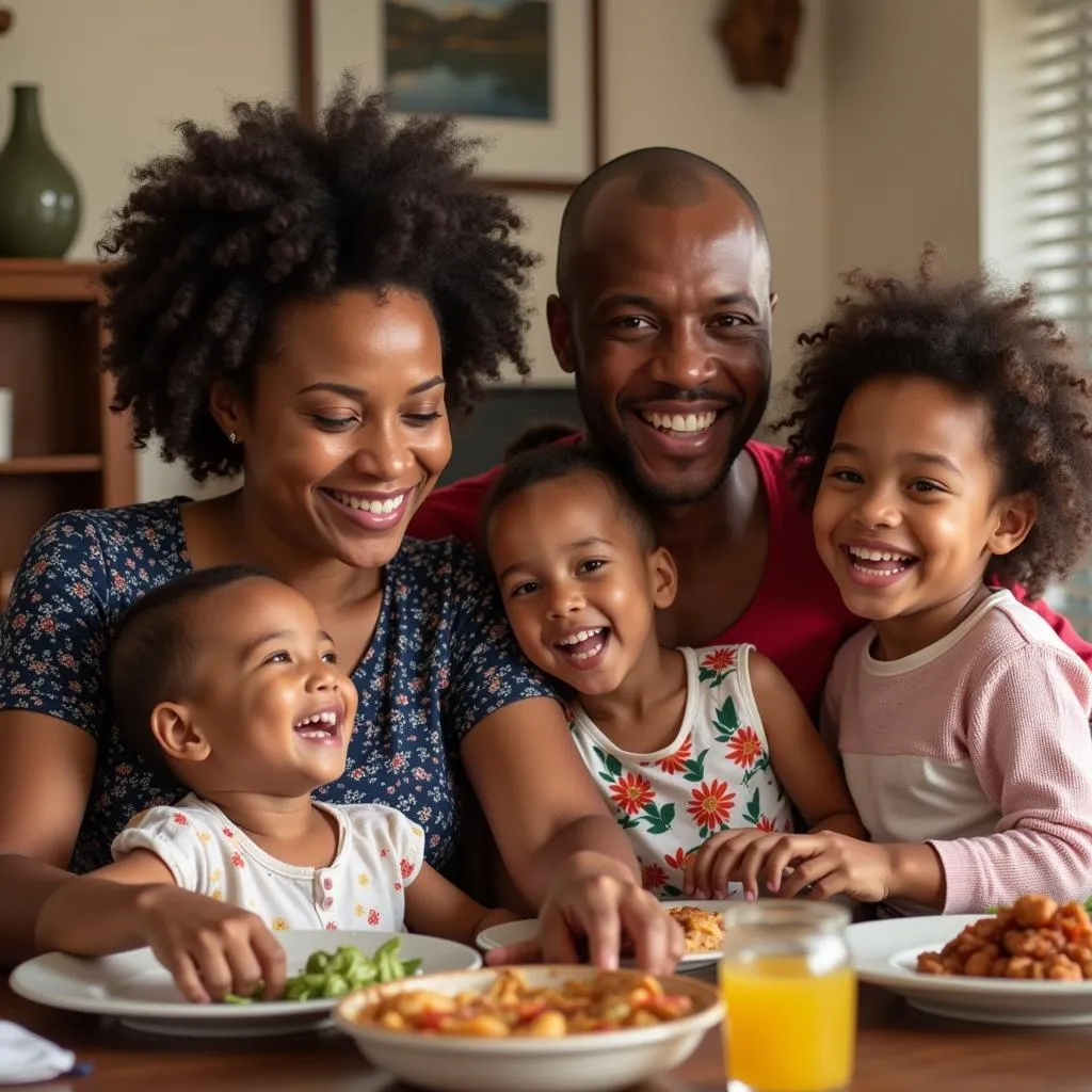 South African Family Celebrating Together