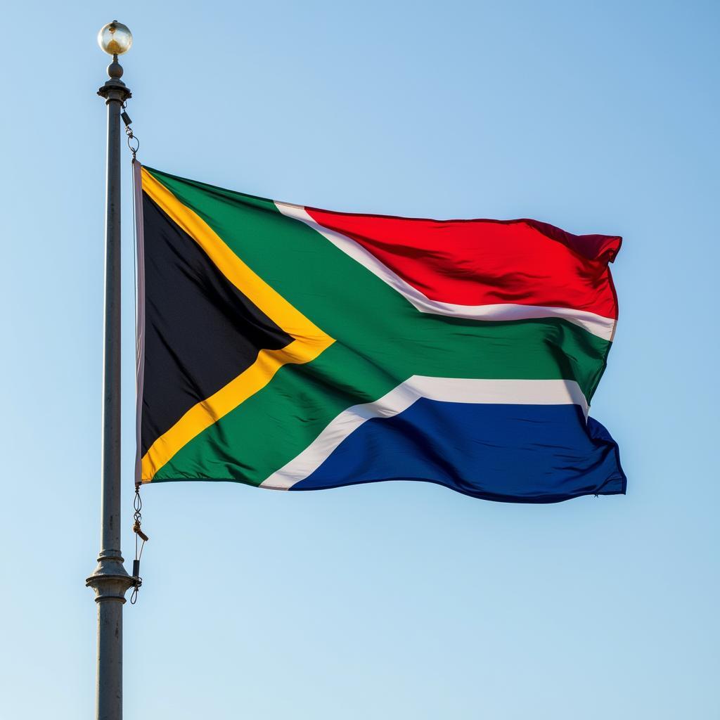 South African flag waving proudly