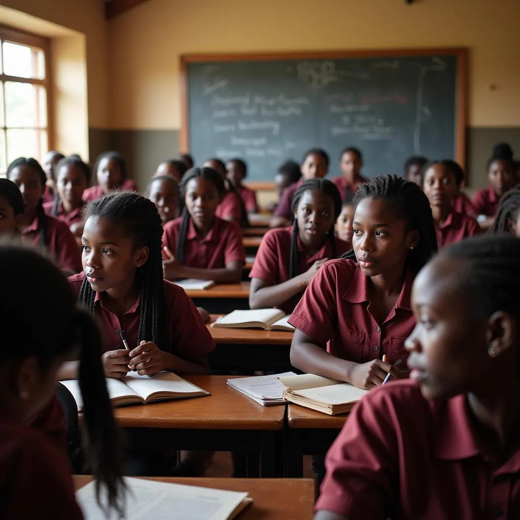 South African girls in a classroom setting