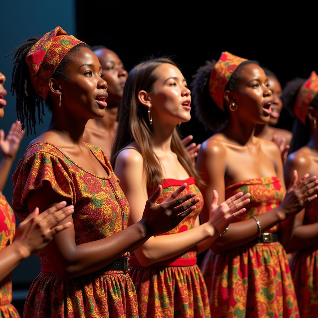 South African girls singing in traditional dress