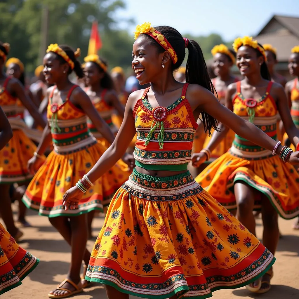 South African girls performing a traditional dance